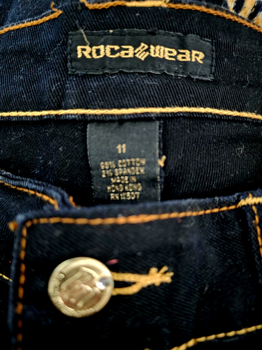 π£Vintage Rocawear Black Boot Cut Flare Embroidered Pocket JeanπSZ 11 NWOT π - Picture 5 of 5